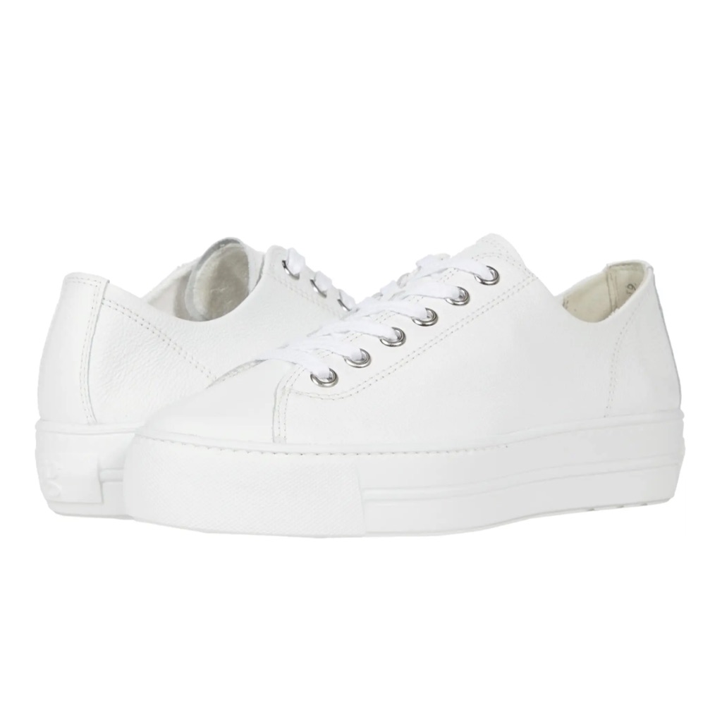 White Leather Low Top Platform Sneakers Never Worn, In Box